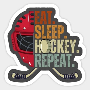 Eat Sleep Hockey Repeat Kids Adult Ice Hockey Retro Vintage Sticker